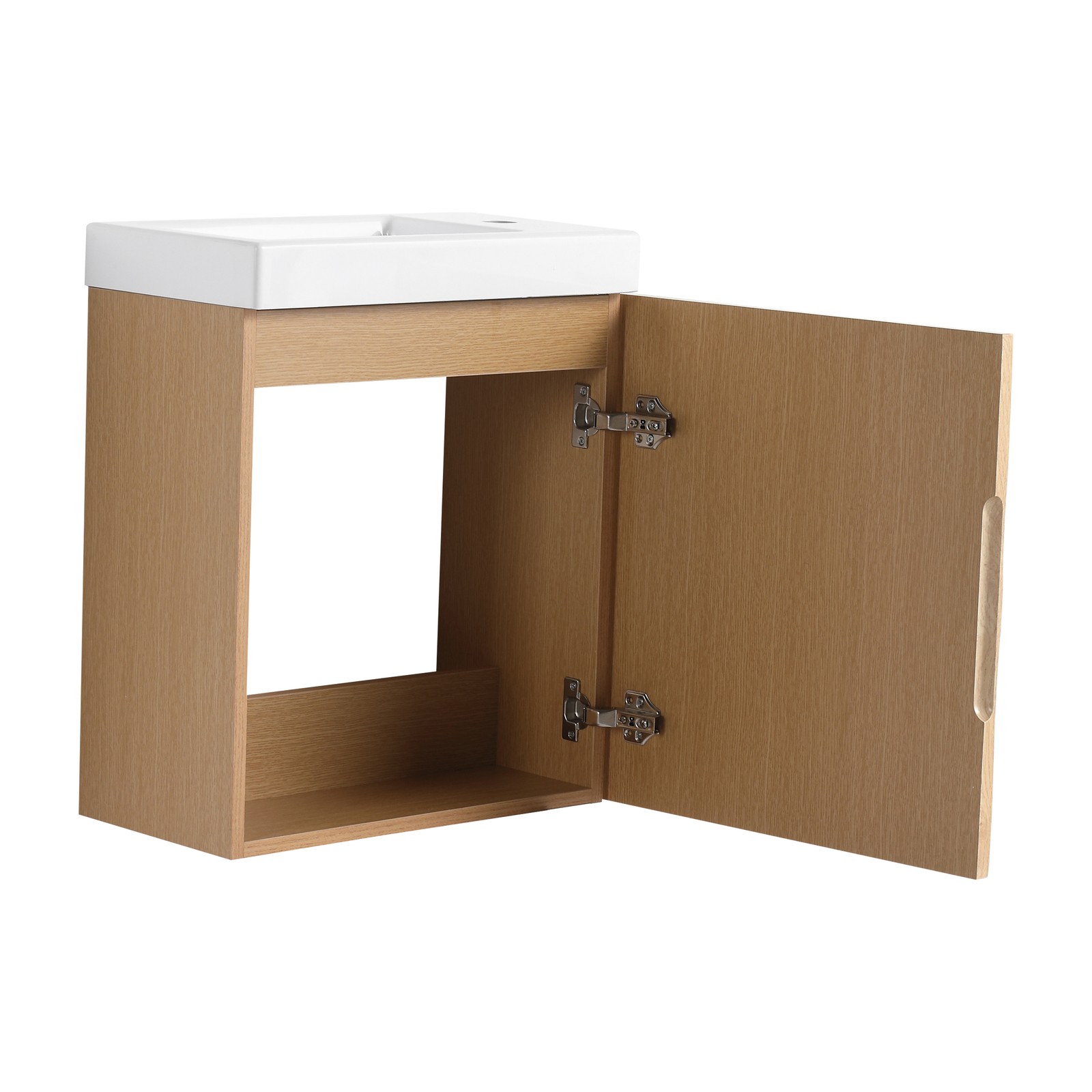 Wall-Mounted Bathroom Vanity w/Resin Sink, Storage Cabinet w/Soft Closed Door