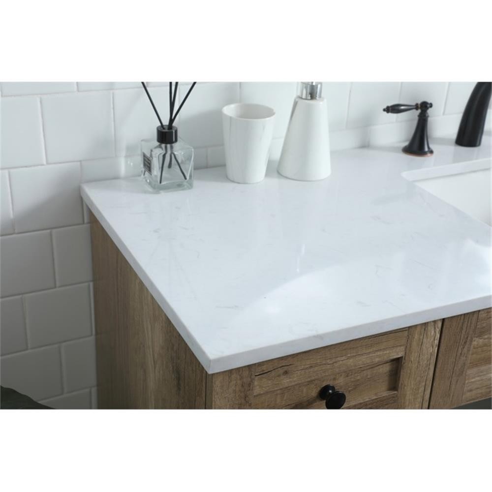 Pemberly Row Transitional 54″ Solid Wood Bathroom Vanity in Natural Oak