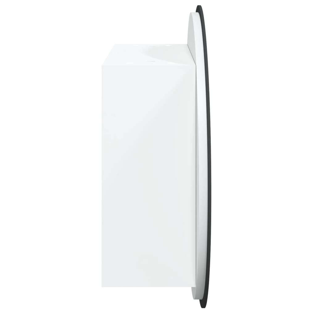 Bathroom Cabinet with Round Mirror&LED White 18.5″x18.5″x6.9″