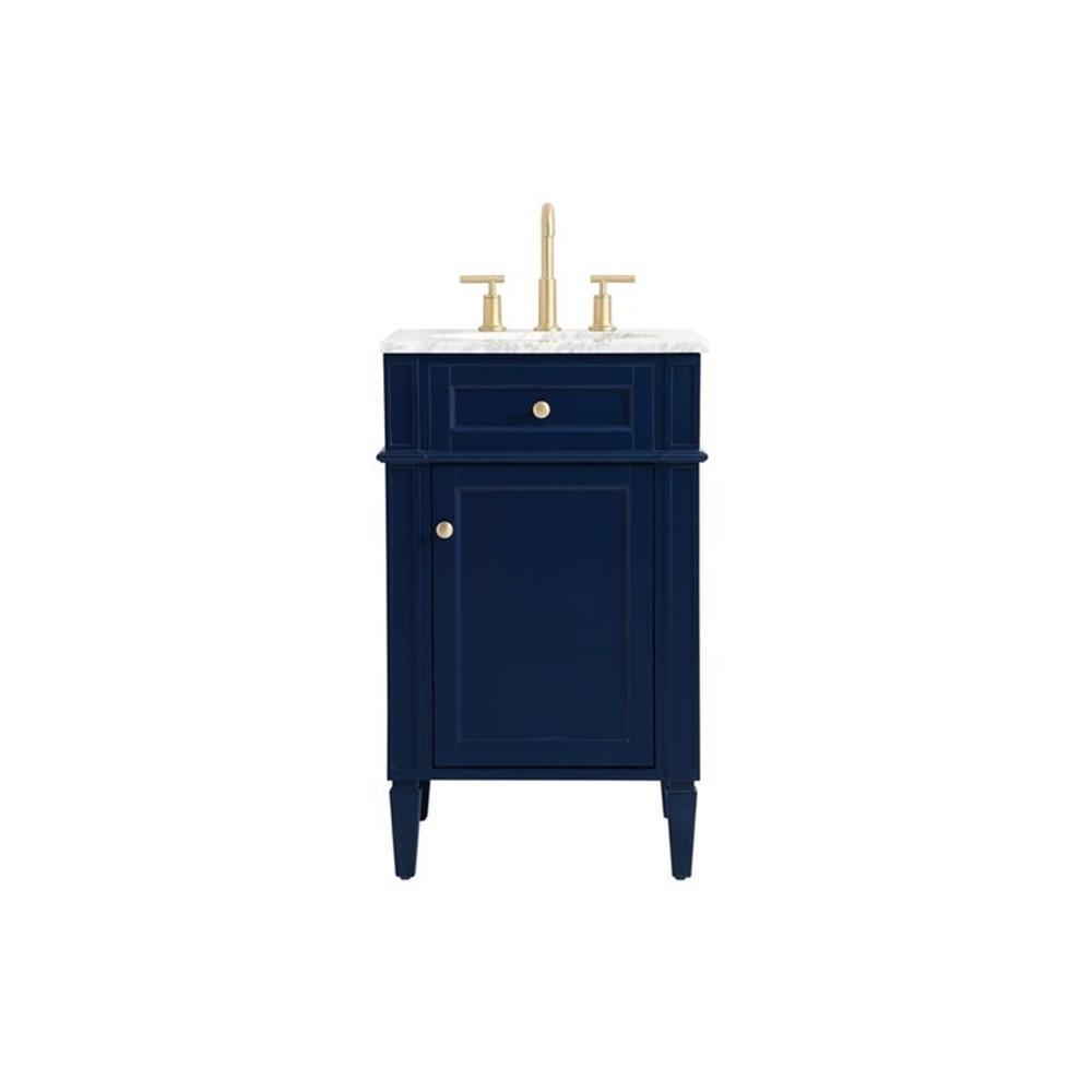 Elegant Decor Park Avenue 21″ Metal MDF Marble Single Bathroom Vanity in Blue