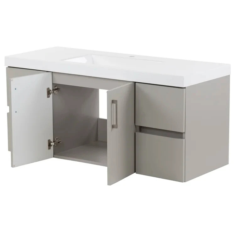 Albion 49″ Wall-Mounted Single Bathroom Vanity Cabinet Set Gray No Basin BR74