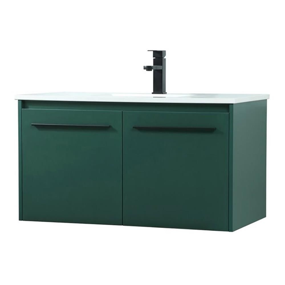 Maklaine 36″ Aluminum Alloy MDF Single Bathroom Vanity in Green