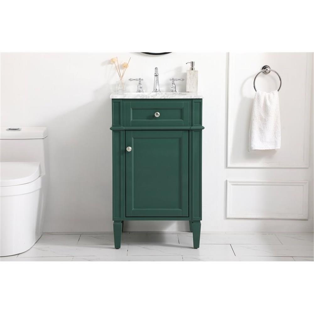 Elegant Decor Park Avenue 21″ Metal MDF Marble Single Bathroom Vanity in Green