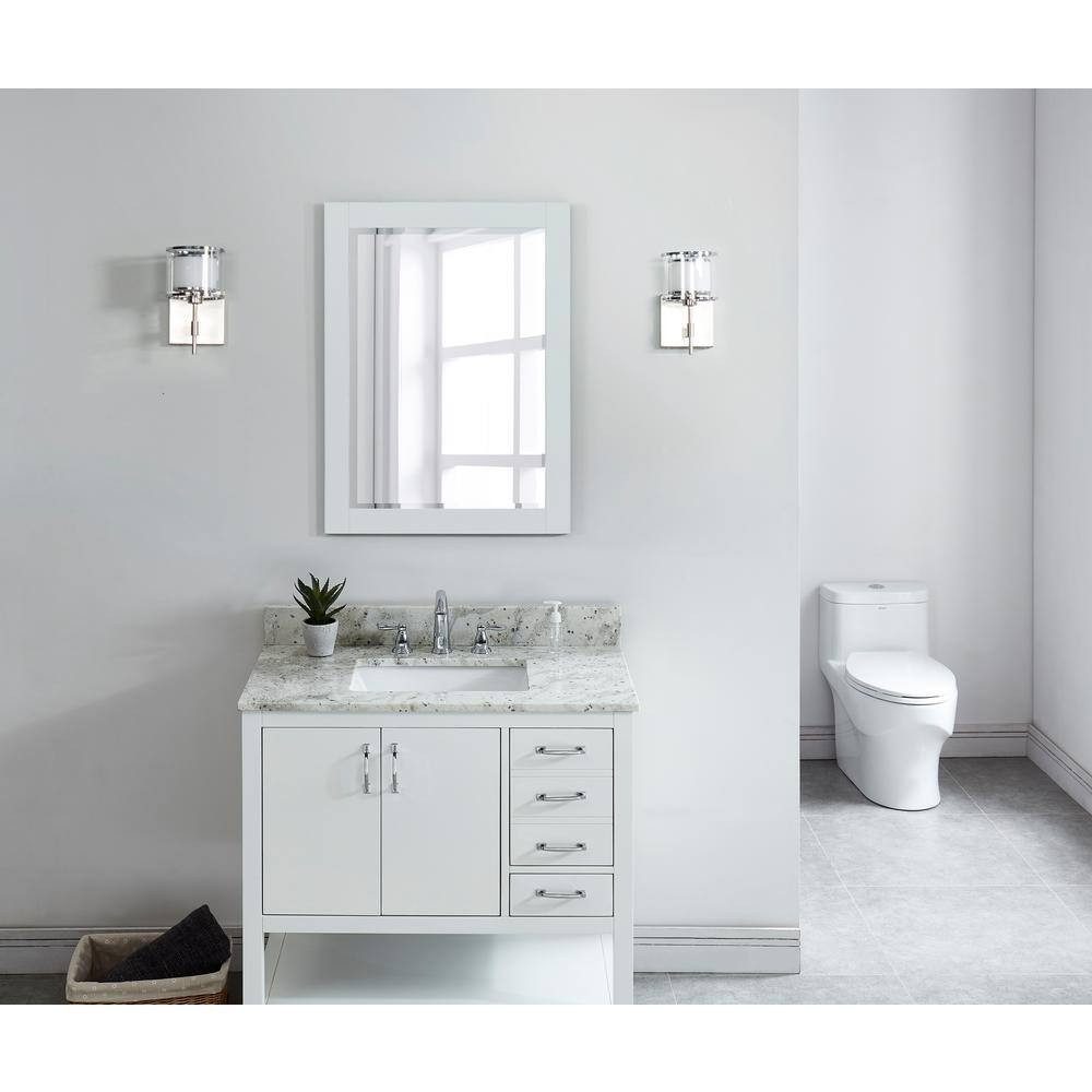 37 In. W X 22 In. D X .75 H Granite Vanity Top in Glacier White Rectangular with