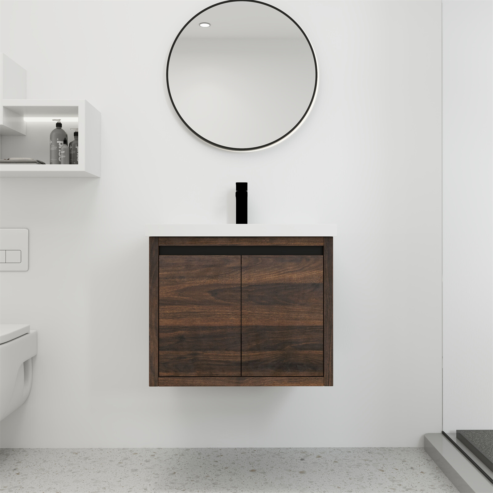 24 Inch Small Bathroom Vanity Floating Wall Mounted Ceramics with Sink