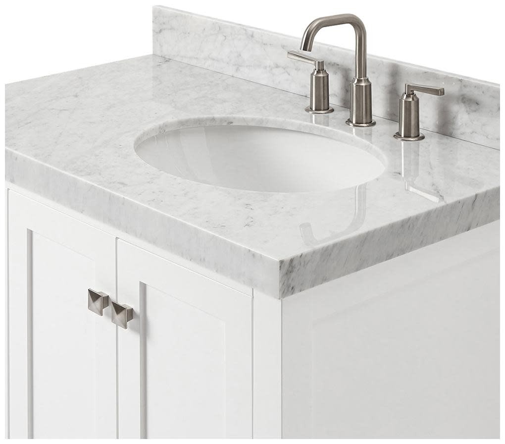 Ariel A036SRCW5OVO Cambridge 36″ – White / Italian Carrara Marble Top / Brushed