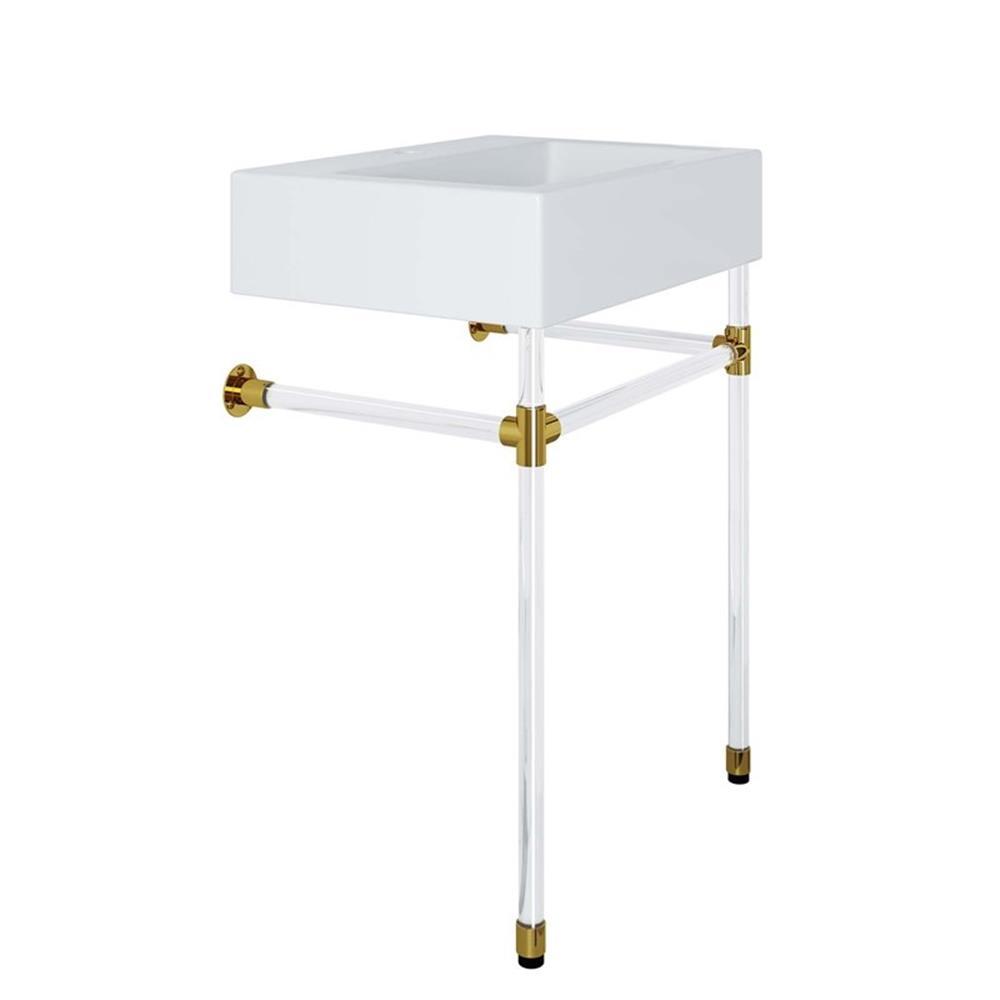 Modway Redeem 24″ Wall-Mount Acrylic & Ceramic Bathroom Vanity in Clear/White