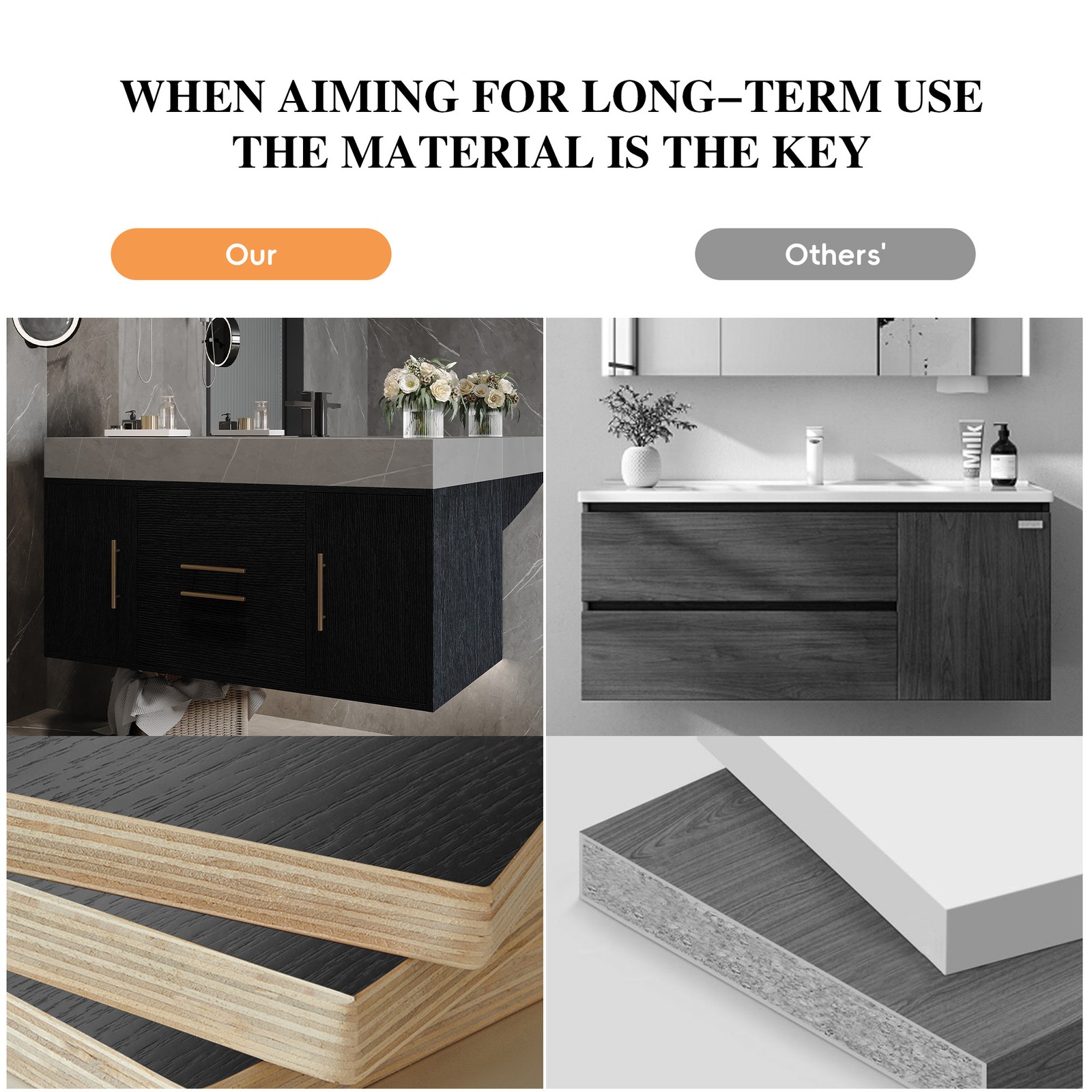Floating Bathroom Vanity w/Faux Marble Top,Ceramic Sink, Wood Storage Cabinets