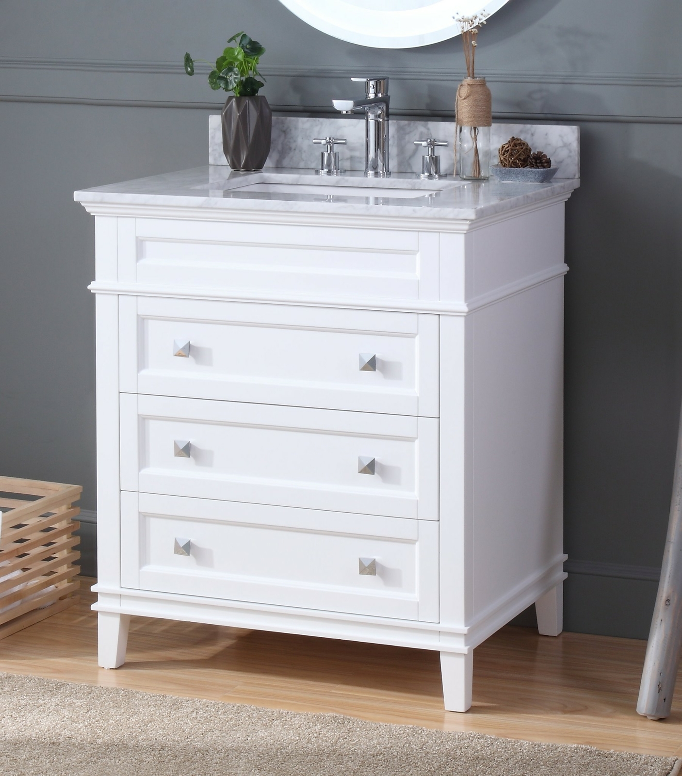 30 inch Felix Contemporary White Sink Bathroom Vanity ZK-1810-V30W