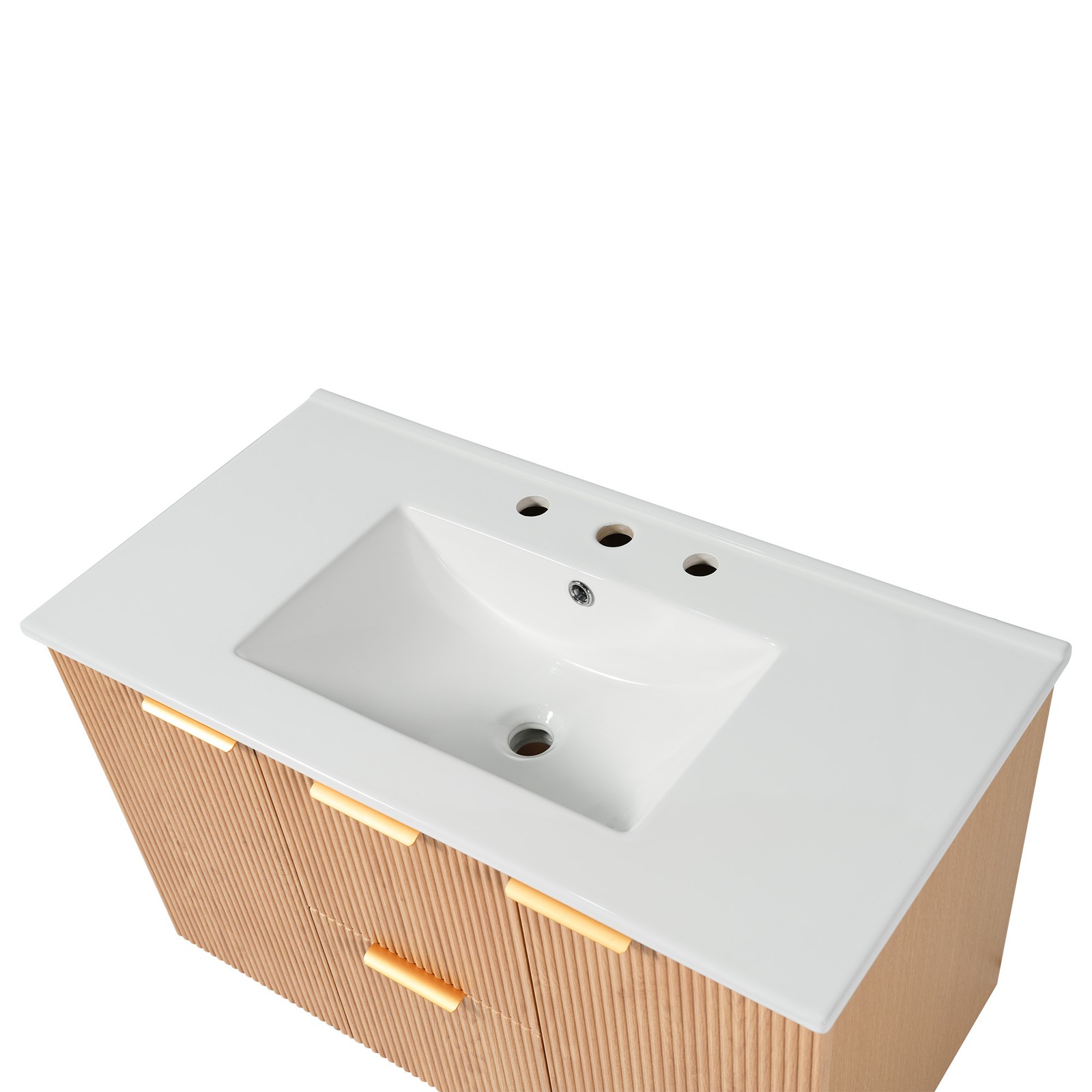 36 Inch Single Sink Bathroom Vanity with Ceramic Top, MDF Cabinet