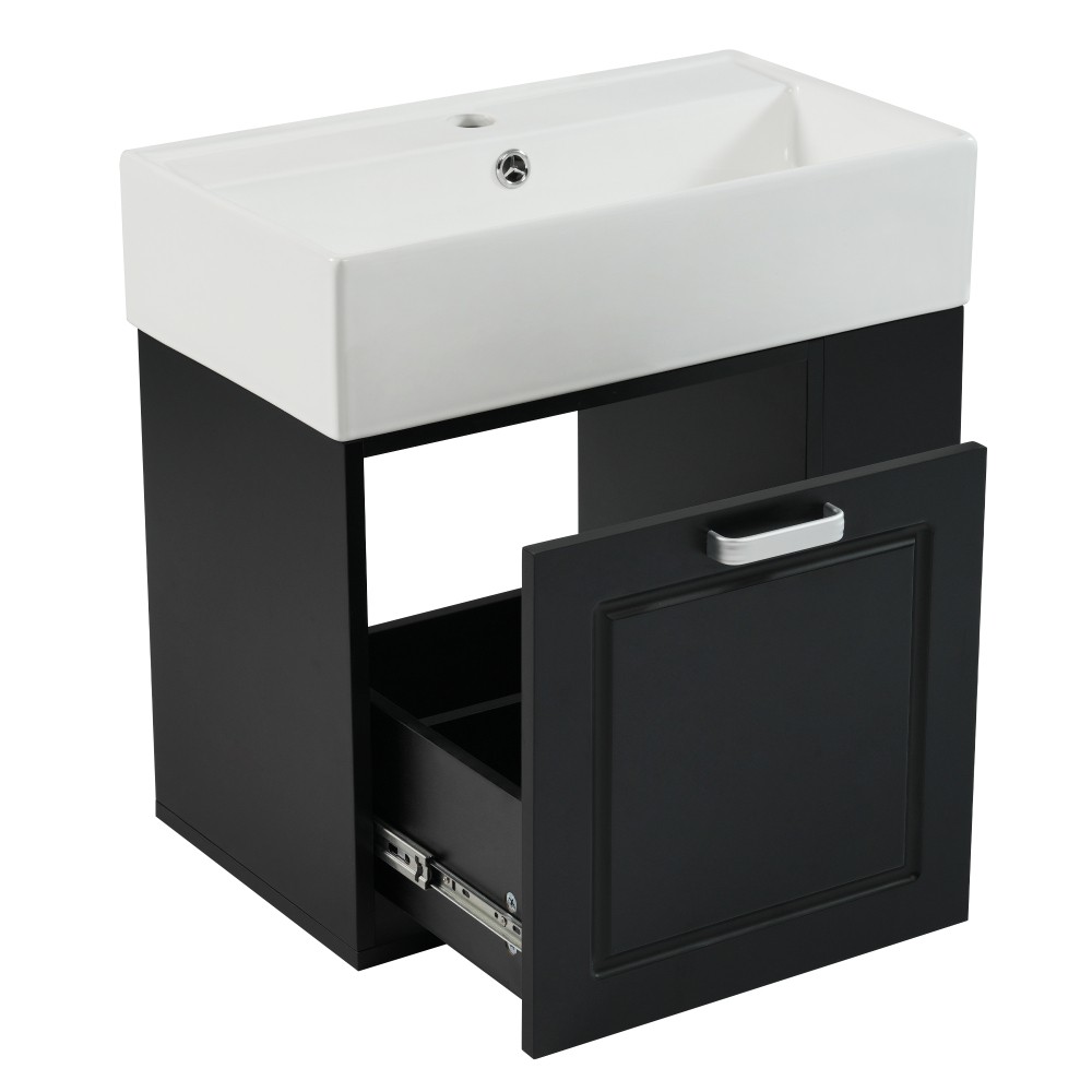 Wall-Mounted Bathroom Vanity with Sink Adjustable Shelves Soft-Close Mechanism
