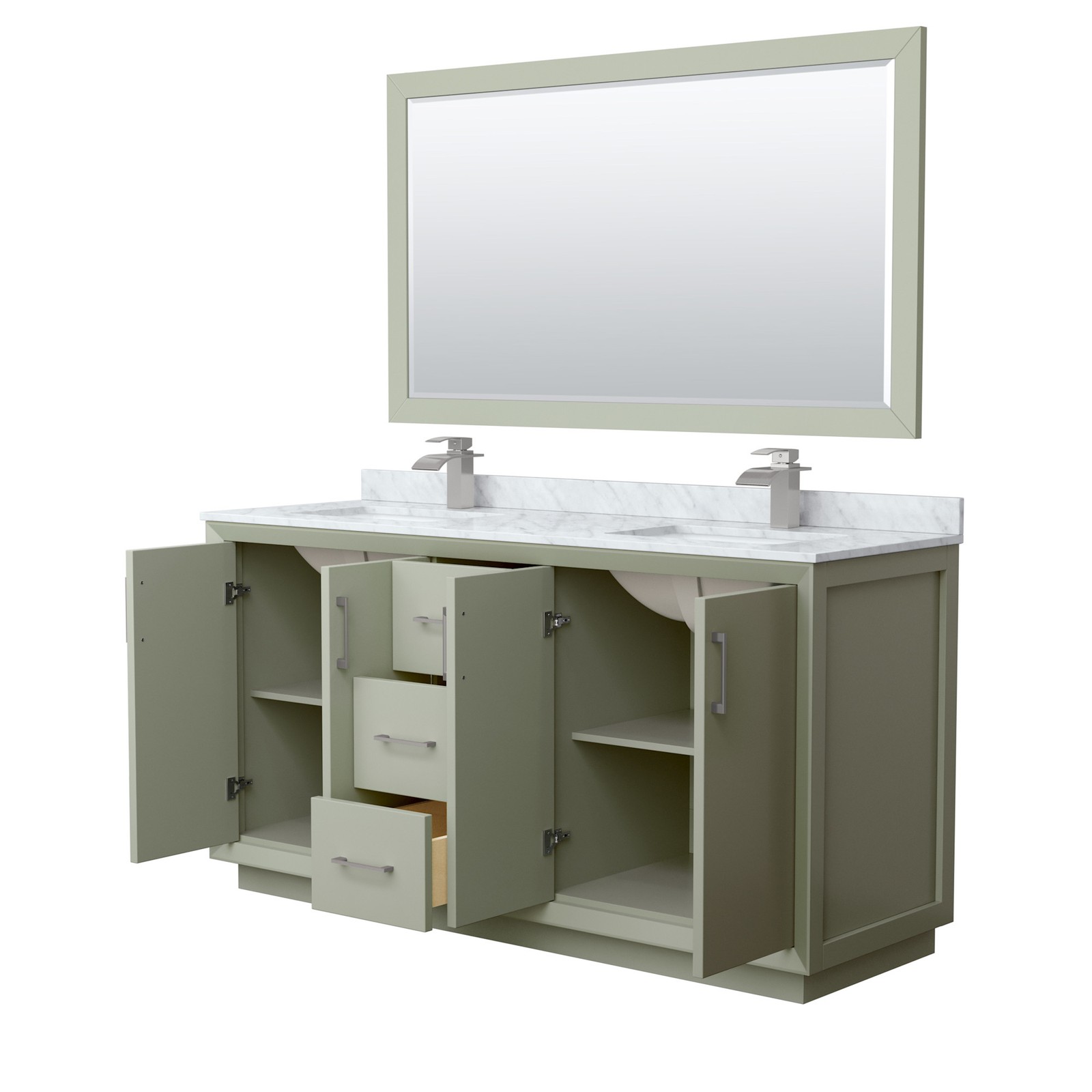 Wyndham Collection WCF414166D-NAT-UNSM58 Strada 66″ – Dark Gray / Brushed Nickel