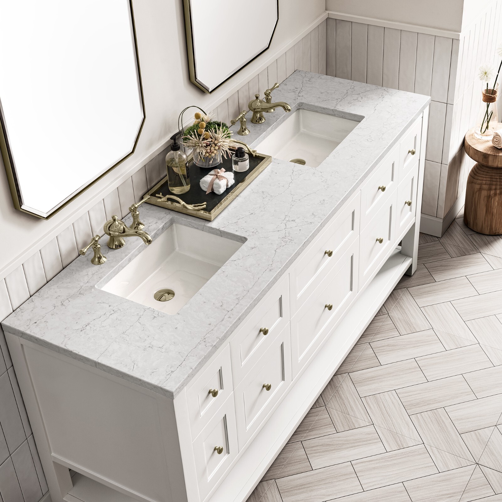 72in James Martin Breckenridge 330-V72-BW Double Vanity Base Only, Bright White