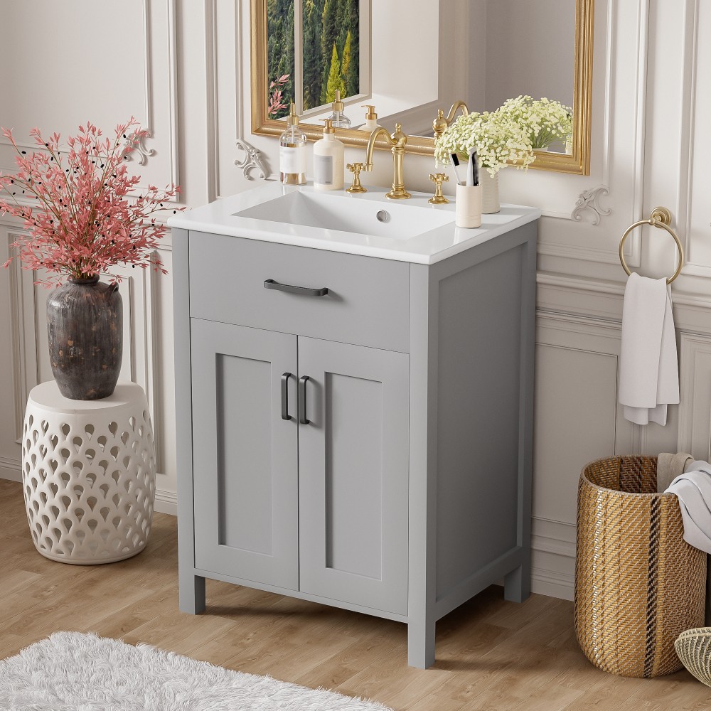 Bathroom Vanity Combo W Ceramic Sink Luxurious Space-Saving Vanity