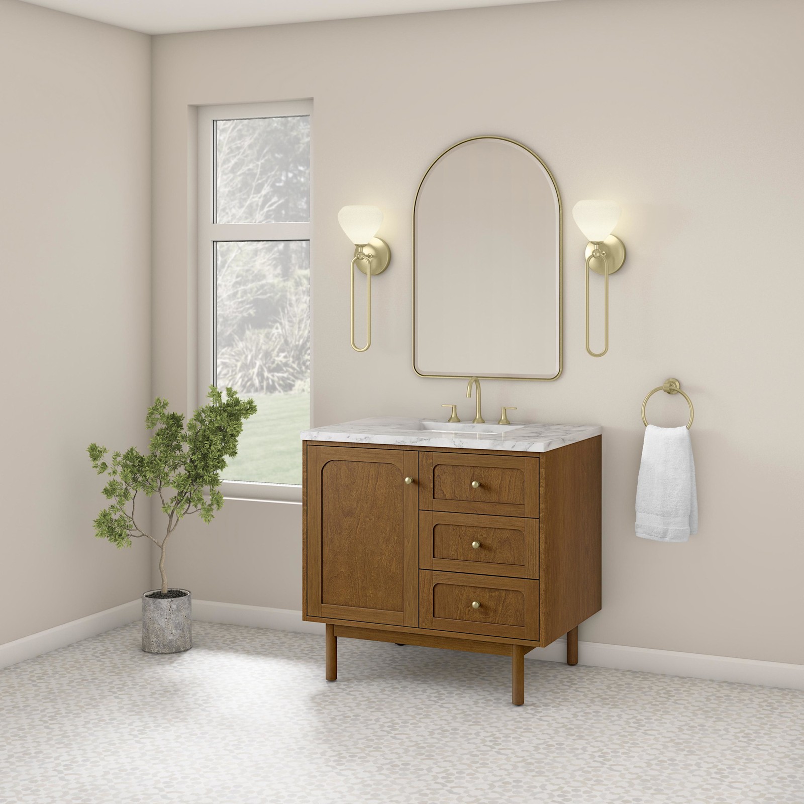 James Martin Vanities 545-V36-3CAR Laurent 36″ Single Basin – Light Natural Oak