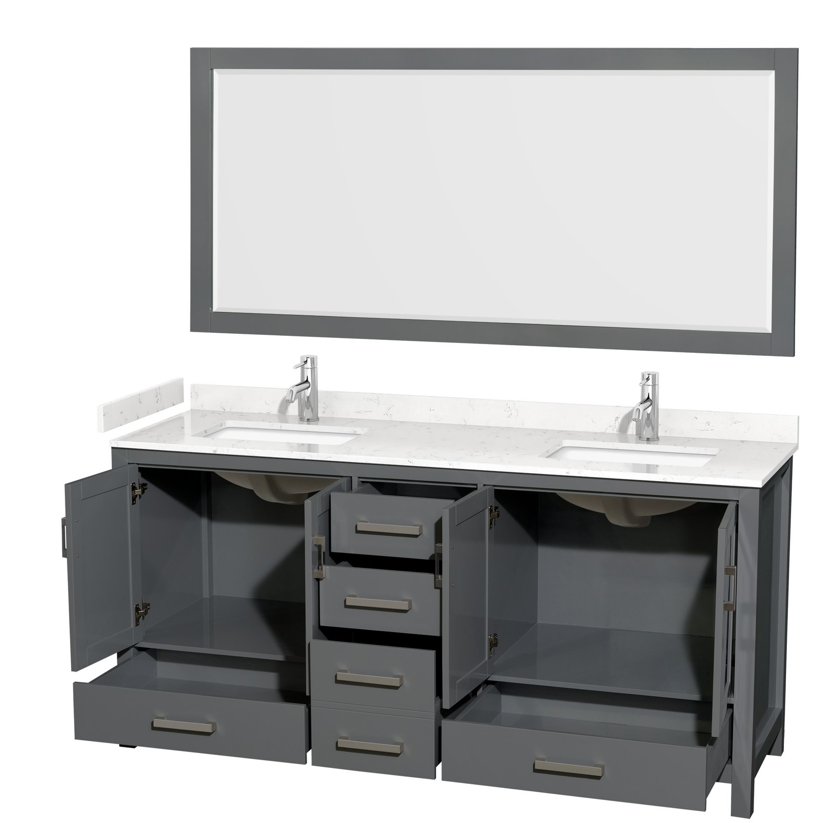 Wyndham Collection WCS141472D-VCA-M70 Sheffield 72″ – White / Carrara Cultured