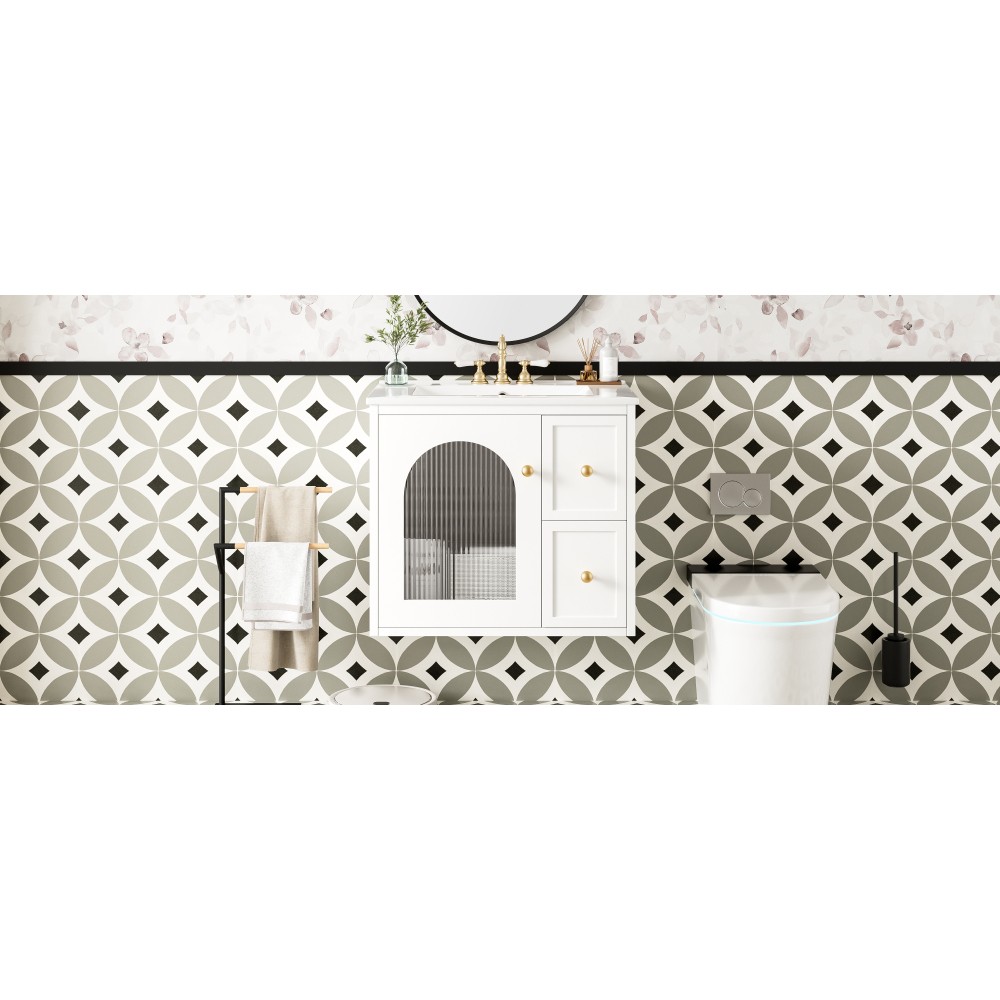24″ Bathroom Vanity Set Wall Mounted for Small Space, Bathroom Cabinet