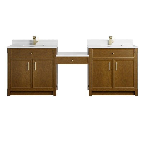 96″ James Martin Bellshire 660-VMC96-HNO-1WZ Dual Vanity Cabinet White Zeus Top