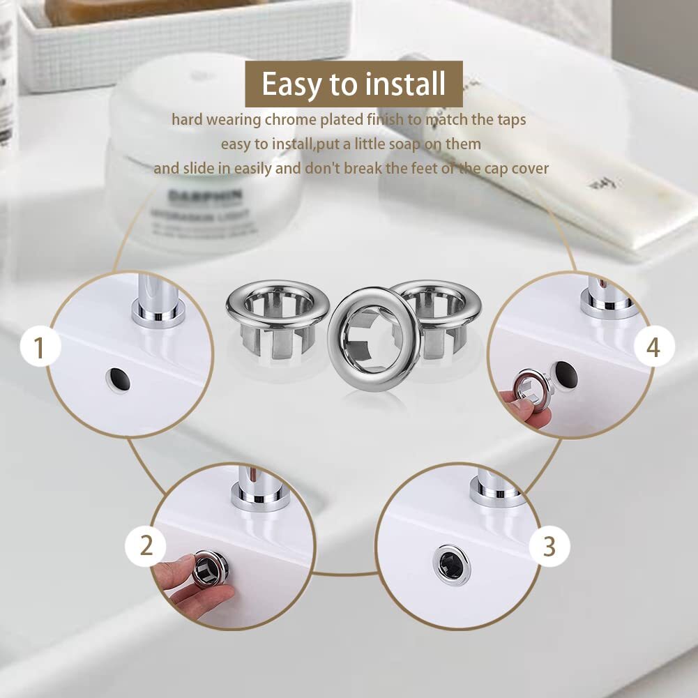 Bathroom Basin Sink Double Ring Hole Overflow Covers Chromed for Ceramic Sinks
