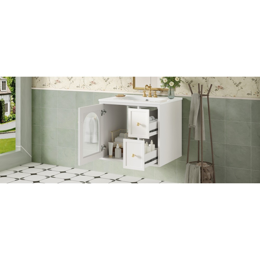 24″ Bathroom Vanity Set Wall Mounted for Small Space, Bathroom Cabinet