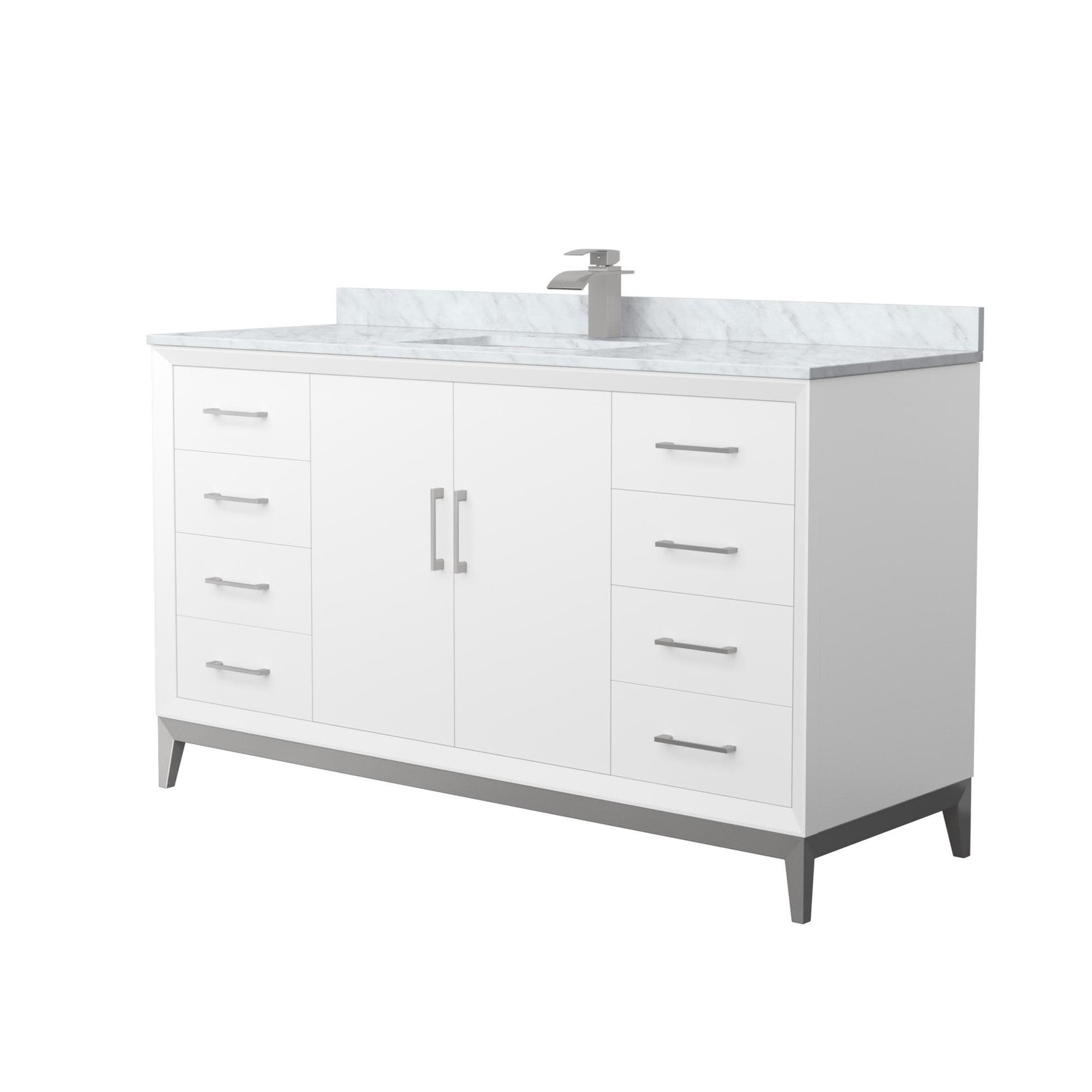 Wyndham Collection WCH818160S-CMUNS-MXX Amici 60″ – White / Brushed Nickel