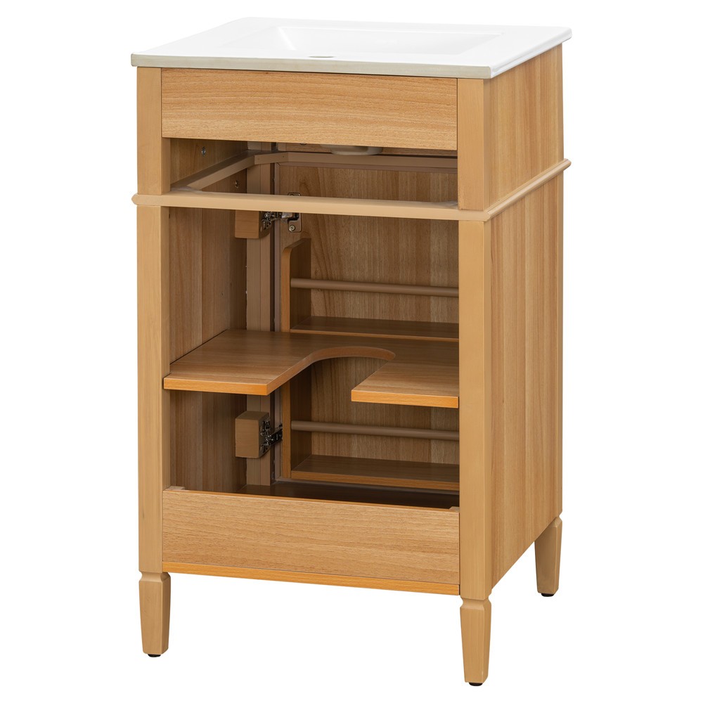20″ Bathroom Vanity with Ceramic Sink, Freestanding Bath Vanity Door Cabinet