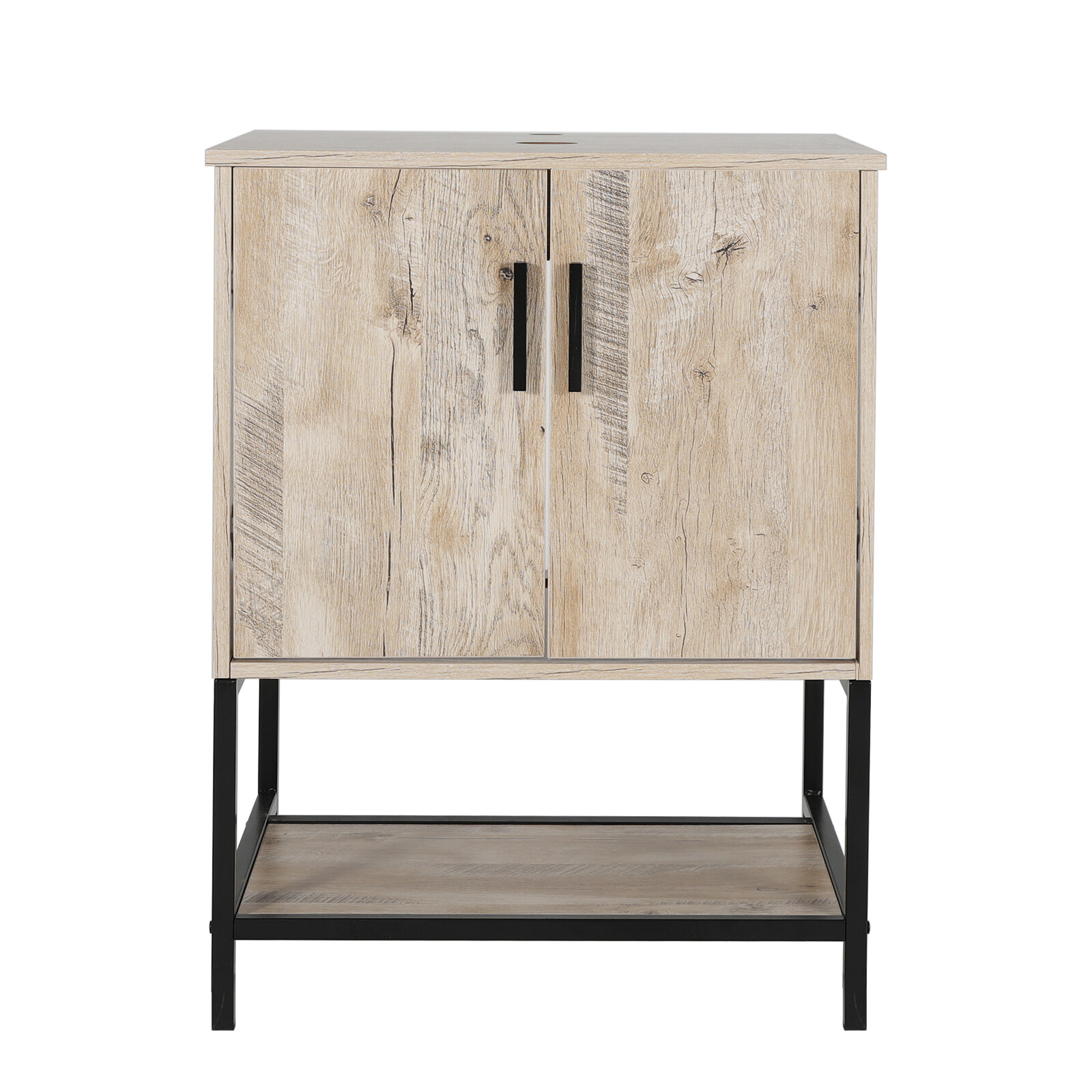 36″ Bathroom Vanity Sink Combo Oak Cabinet Vanity Tempered Glass/Ceramic Sink