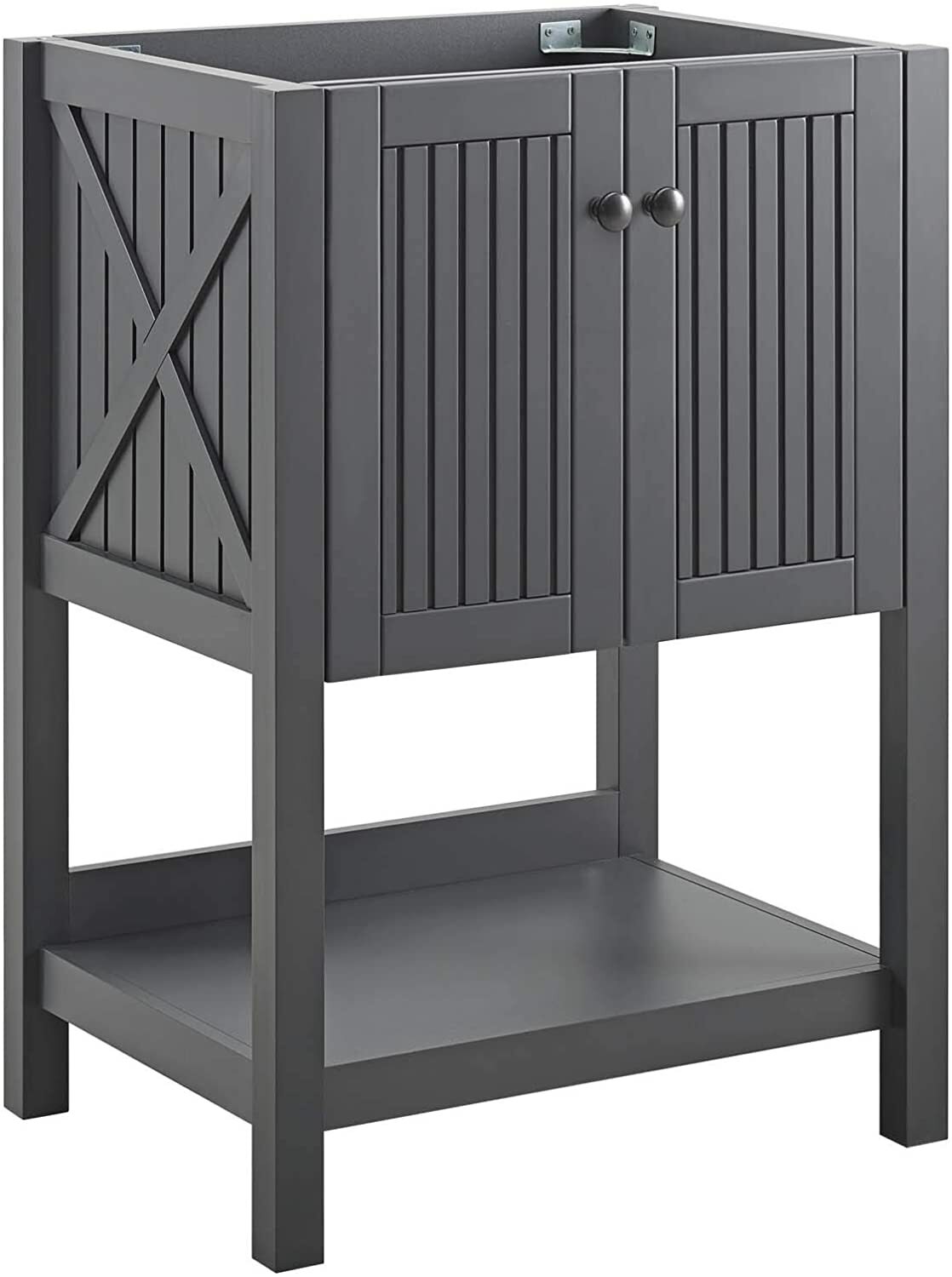 Bathroom Vanity Farmhouse Style Charcoal Grey Modern Wash Room Cabinet Storage