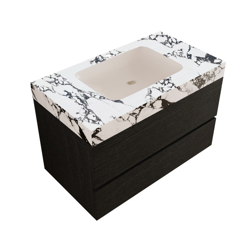 29.9″ Modern Floating Bathroom Vanity with Faux Marble Top and Ceramic Sink