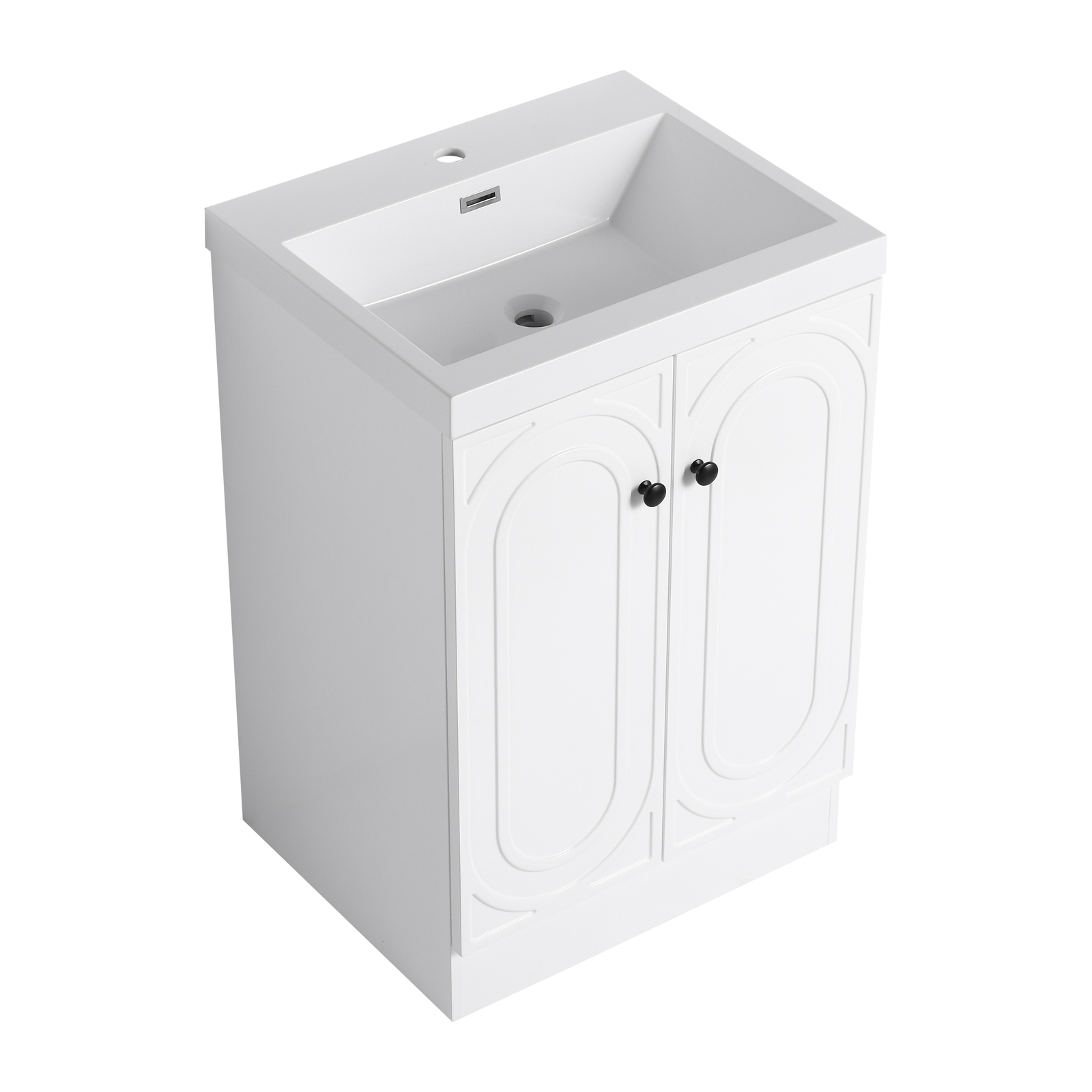24″ Modern Freestanding Bathroom Vanity Cabinet With Undermount Resin Sink Basin