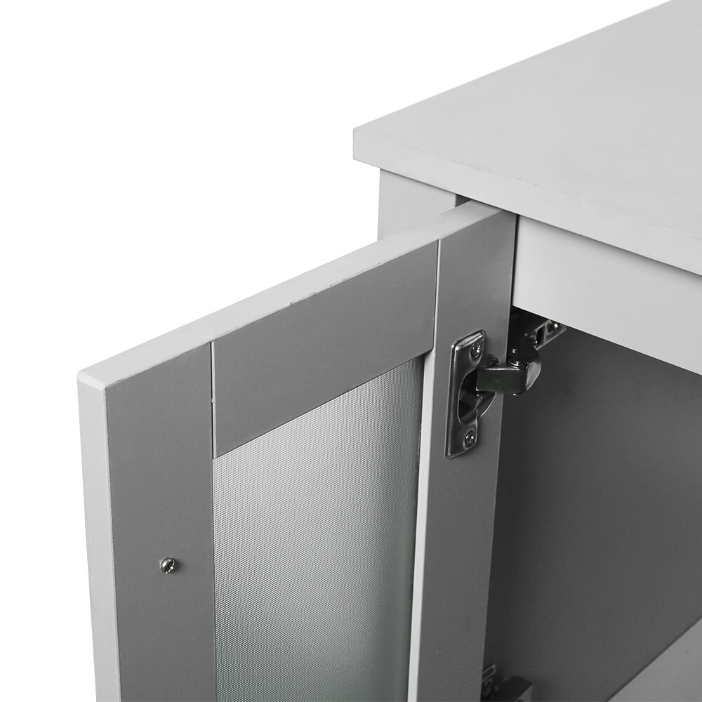 48″ Bathroom Vanity Set Tempered Glass Vessel Sink Faucet Combo Gray No Mirror