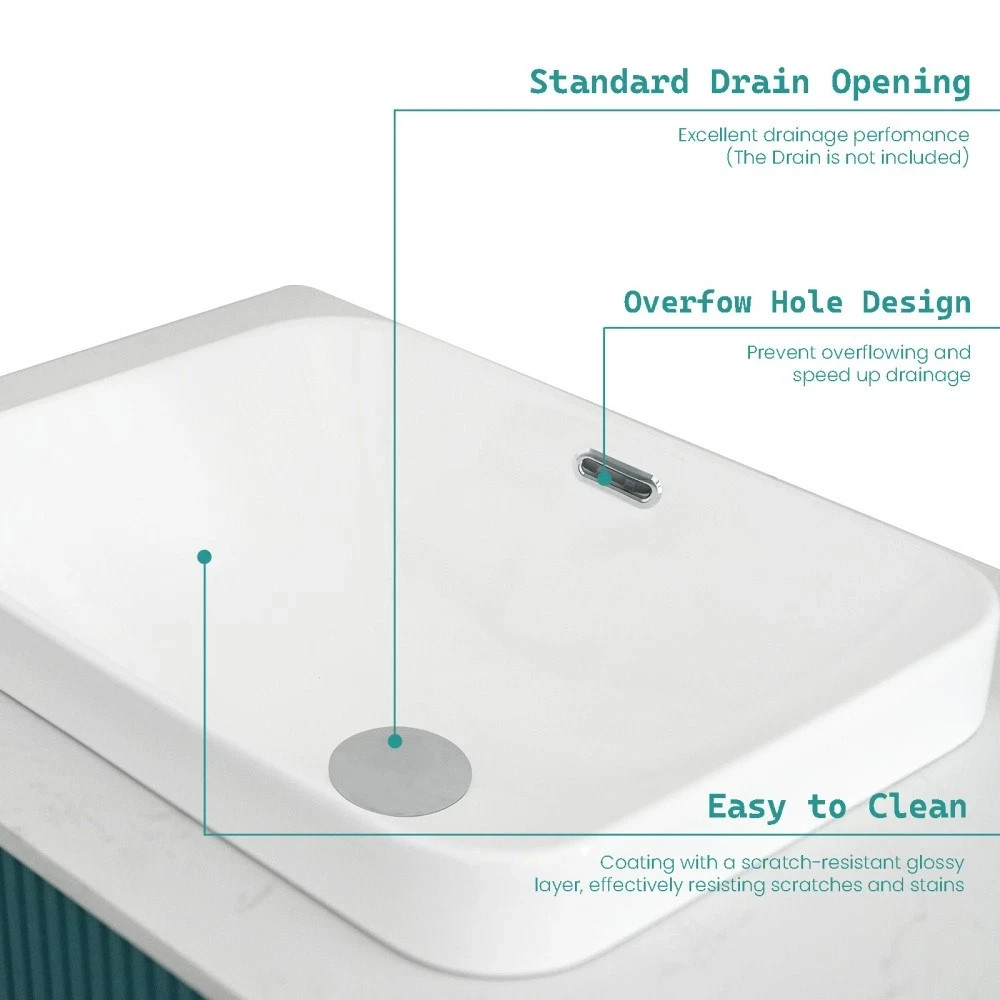 Gloss White Ceramic Undermount Basin Integrated Design with Rounded