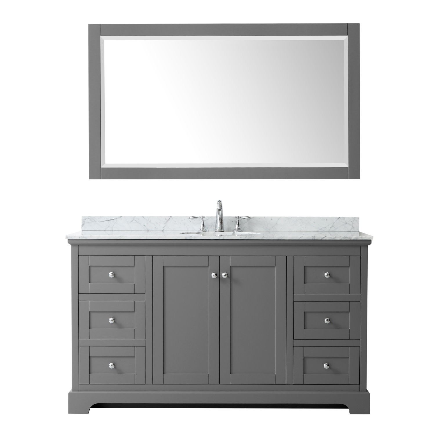 Wyndham Collection WCV232360SCMUNOM58 Avery 60″ – Dark Gray / White Carrara