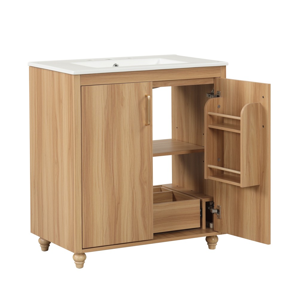 30″ Bathroom Vanity with Sink Combo Multi-functional Bathroom Cabinet with Doors