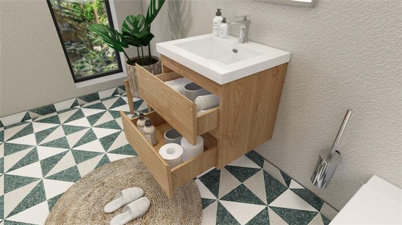 BOHEMIA LINA 24″ WALL MOUNTED BATH VANITY WITH REINFORCED ACRYLIC SINK MOB24