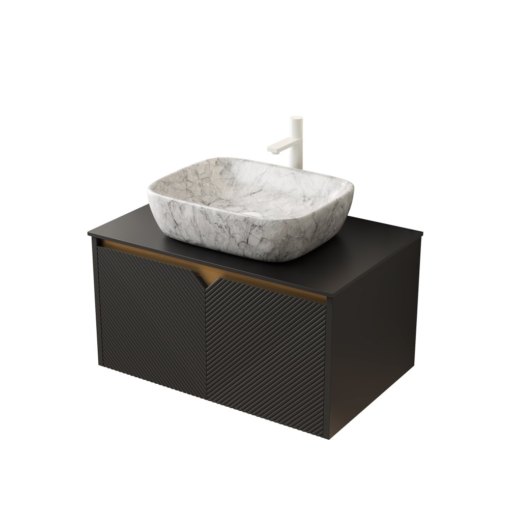 Wall-mounted bathroom cabinet Plywood cabinet body W sintered stone countertop