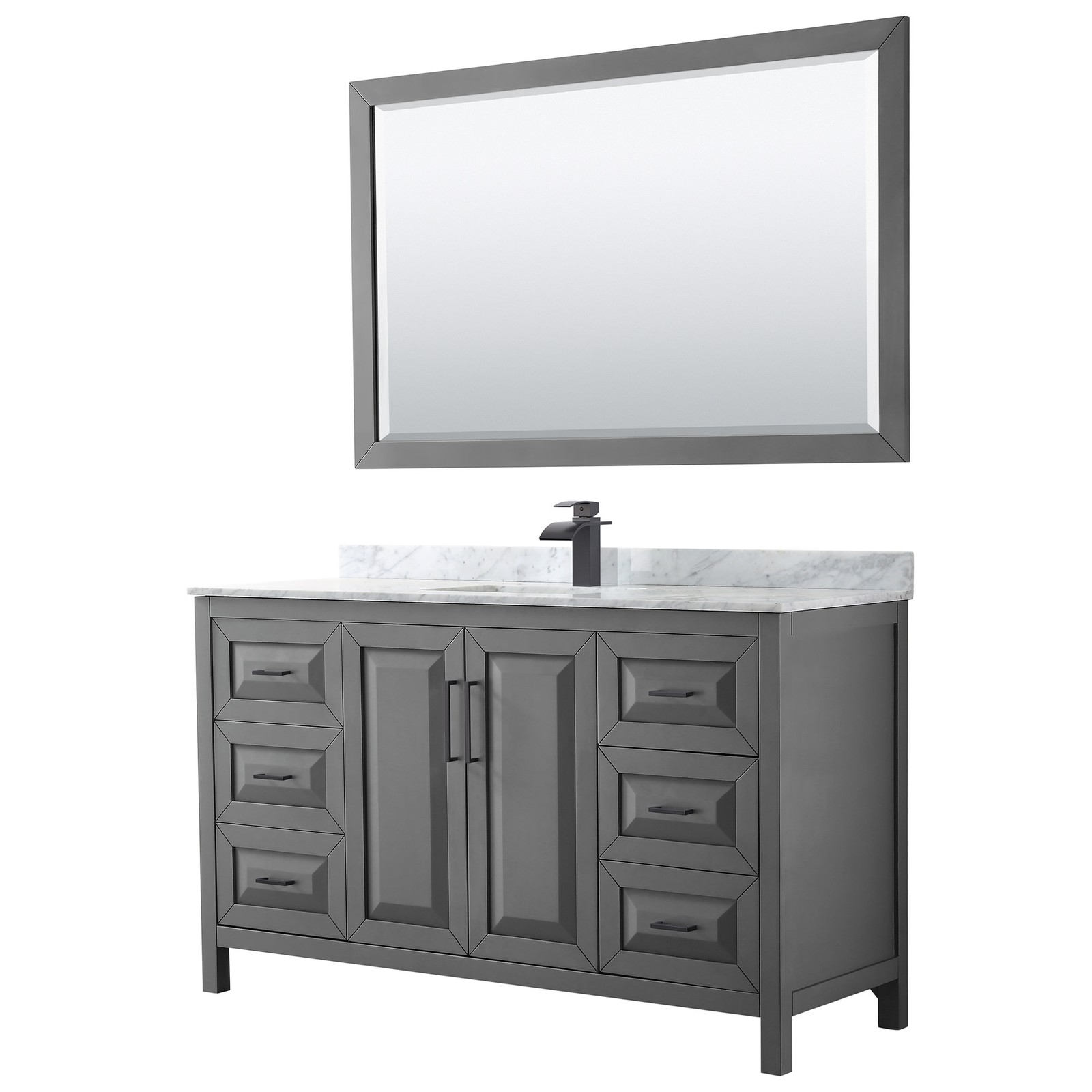 Wyndham Collection WCV252560SUNSM58 Daria 60″ – Dark Gray / White Carrara Marble