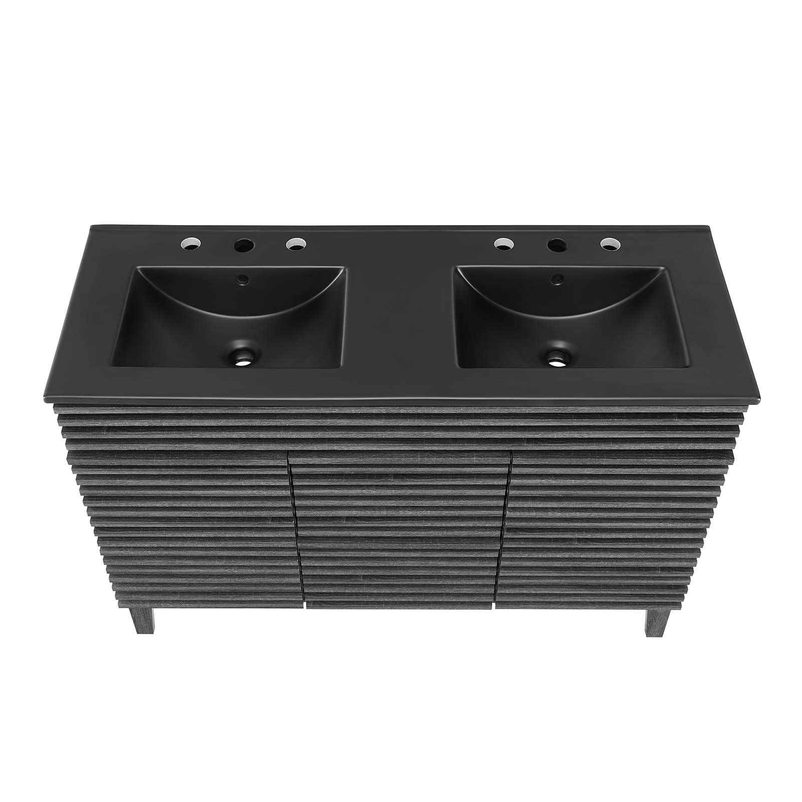 Modway Render 47.5″ MDF Wood Double Sink Bathroom Vanity in Charcoal/Black