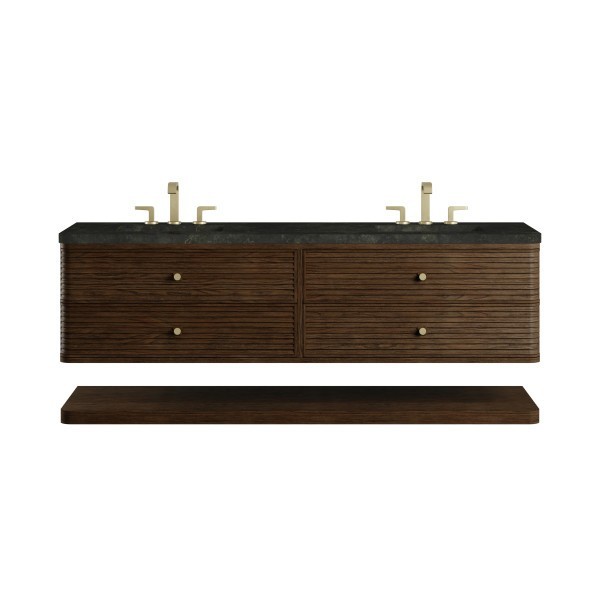 72″ James Martin Allamari D640-V72-SBL-WPHT Double Vanity Cabinet Phantome Top