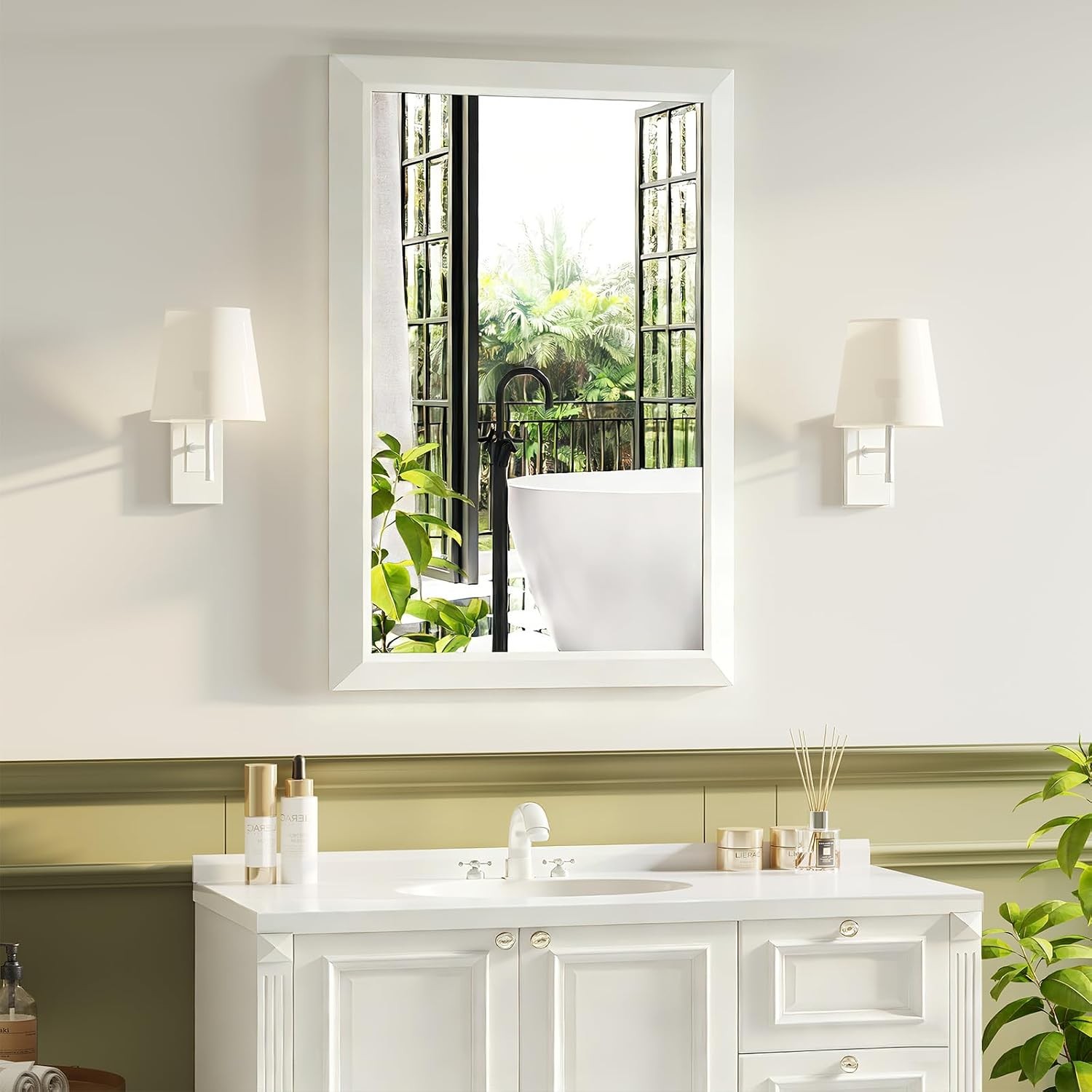 Bathroom Wall Vanity Mirror for Over Sink(White,24x36Inch)