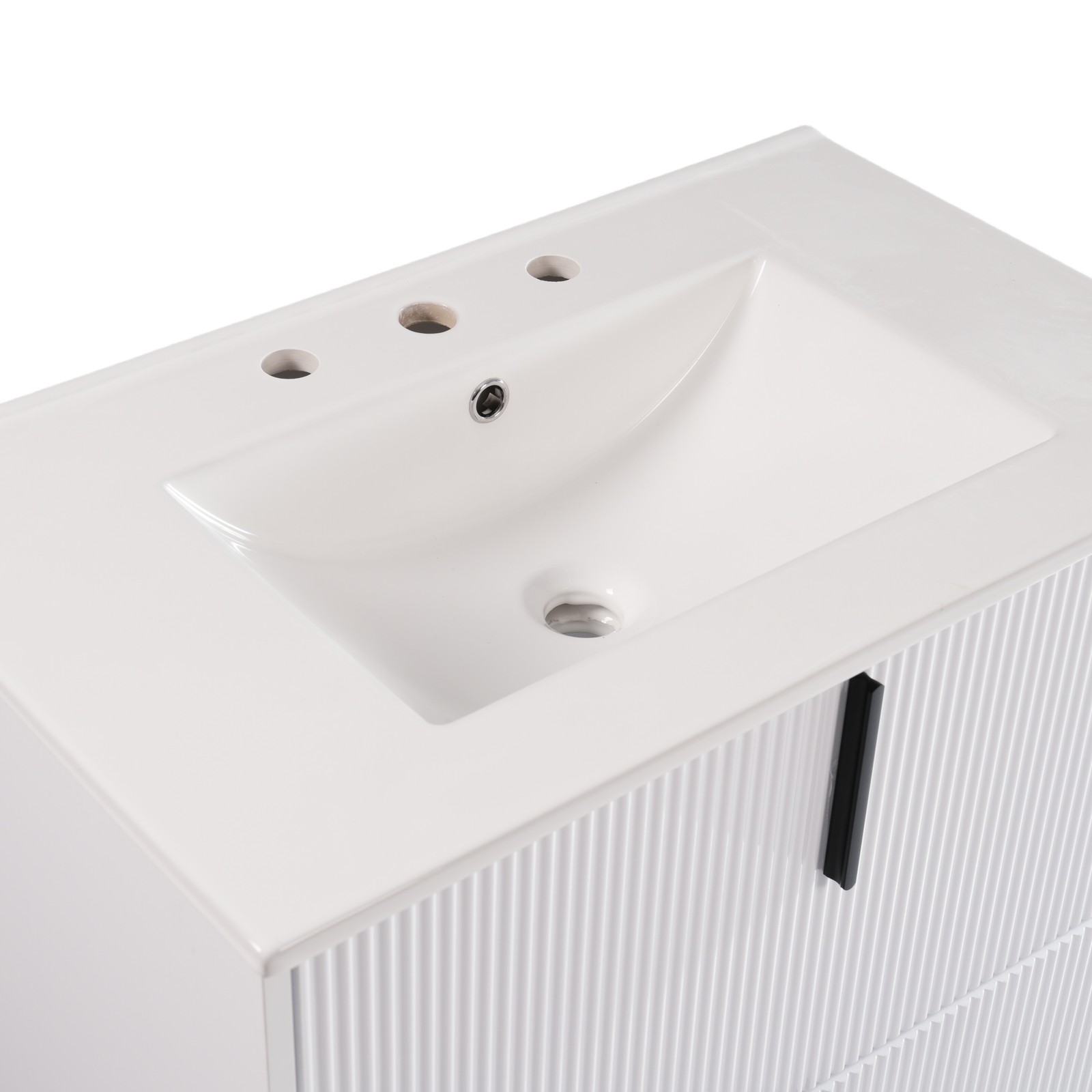 30″ Bathroom Vanity w/Ceramic Sink&Full-Extension Drawers Modern Storage Cabinet