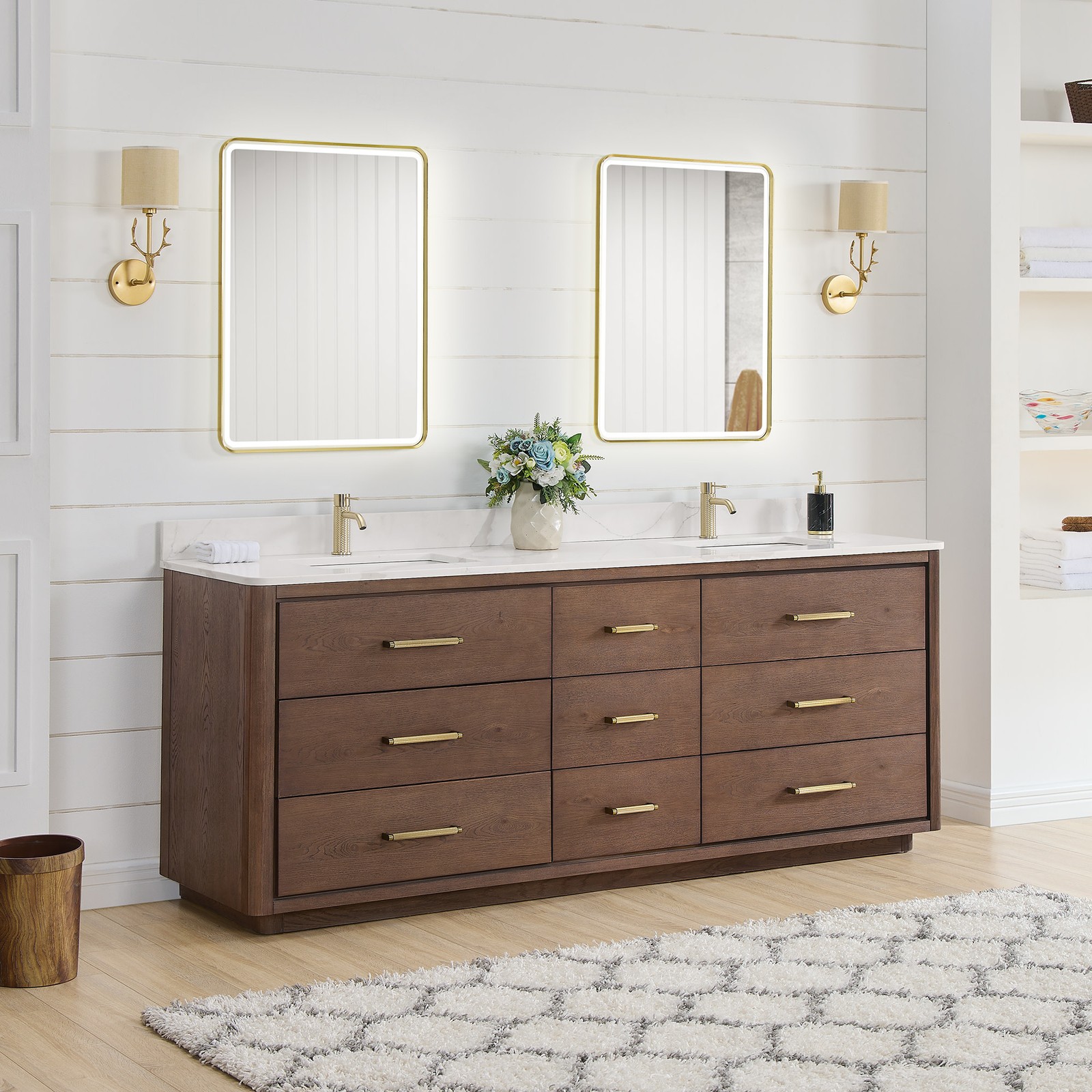 Miseno MV-706584 Porto 84″ – Aged Natural Oak / Fish Maw White