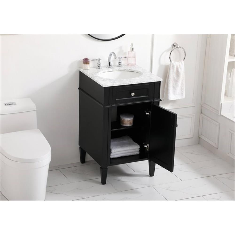 Elegant Decor Park Avenue 21″ Metal MDF Marble Single Bathroom Vanity in Black