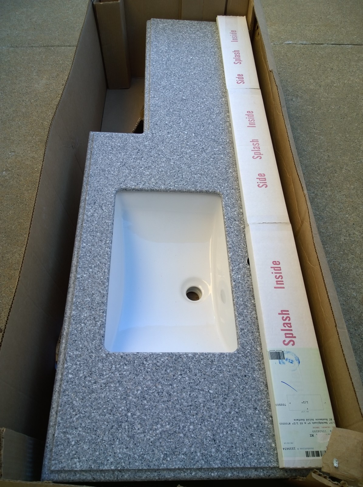 BRAND NEW Nice Cultured Granite Bathroom VANITY TOP + Ceramic Sink 60″ W x 22″ D