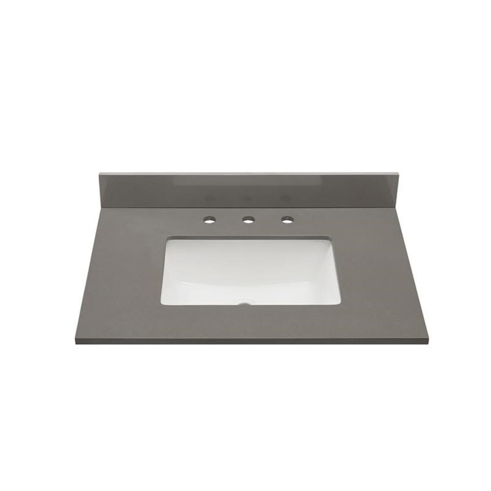 31 in. Composite Stone Vanity Top in Concrete Gray with White Basin