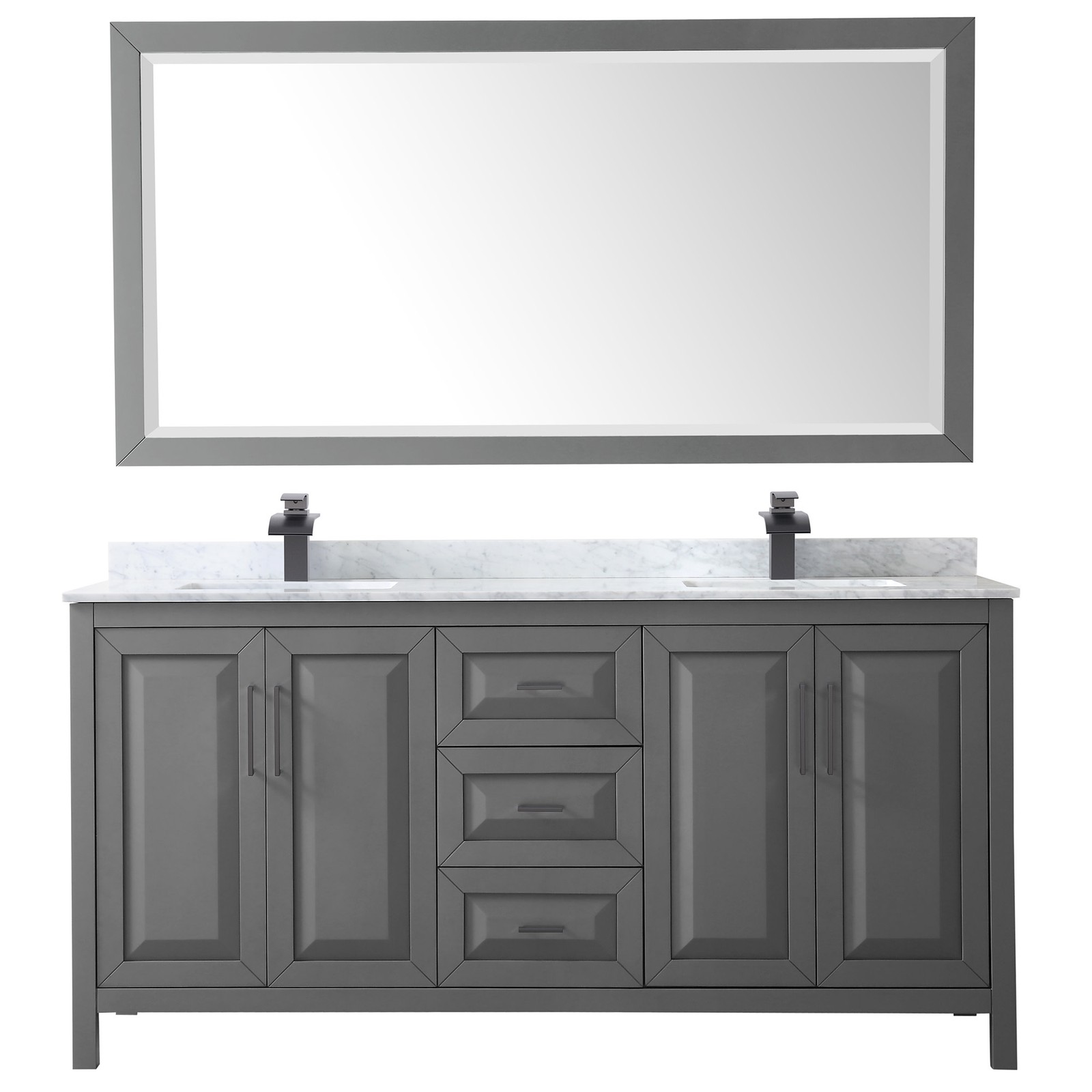 Wyndham Collection WCV252572DUNSM70 Daria 72″ – Dark Gray / White Carrara Marble