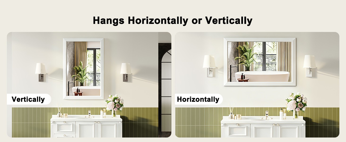 Bathroom Wall Vanity Mirror for Over Sink(White,24x36Inch)