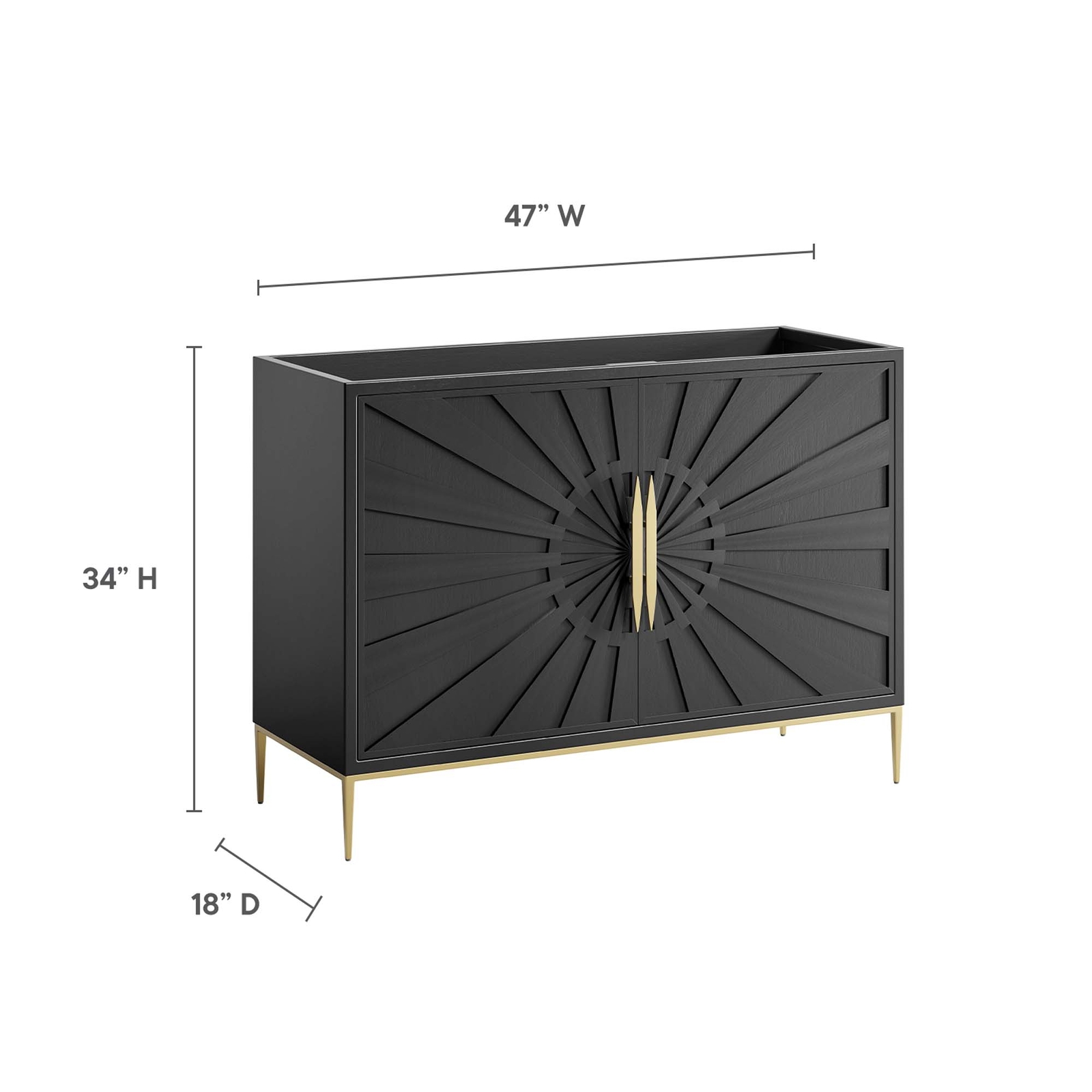 Awaken 48″ Double or Single Sink (Not Included)Bathroom Vanity Cabinet in Black