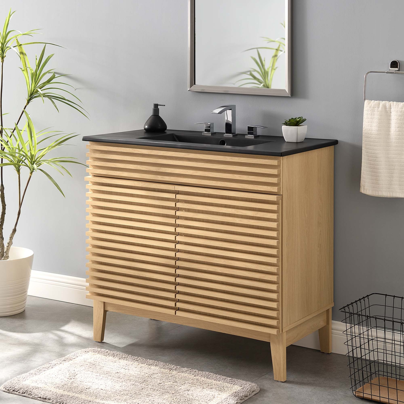 Modway Render 36″ Bathroom Vanity in Oak Black