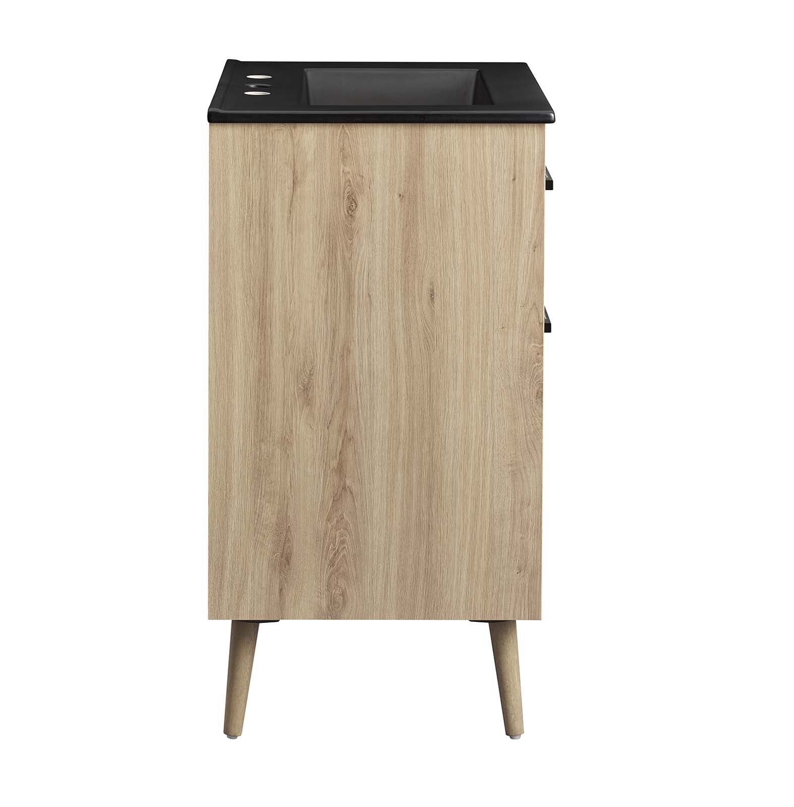Modway Maverick 24″ Bathroom Vanity Cabinet in Black Oak With Ceramic Sink Basin
